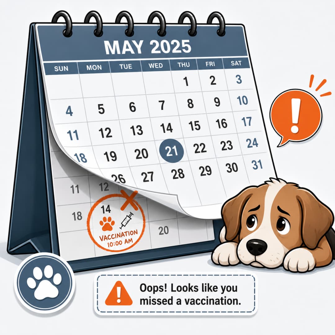 A calendar with a vaccine date slipped into the past